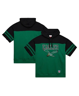 Mitchell & Ness Men's Kelly-Green Philadelphia Eagles Off Field vintage-like Logo Short Sleeve Pullover Hoodie