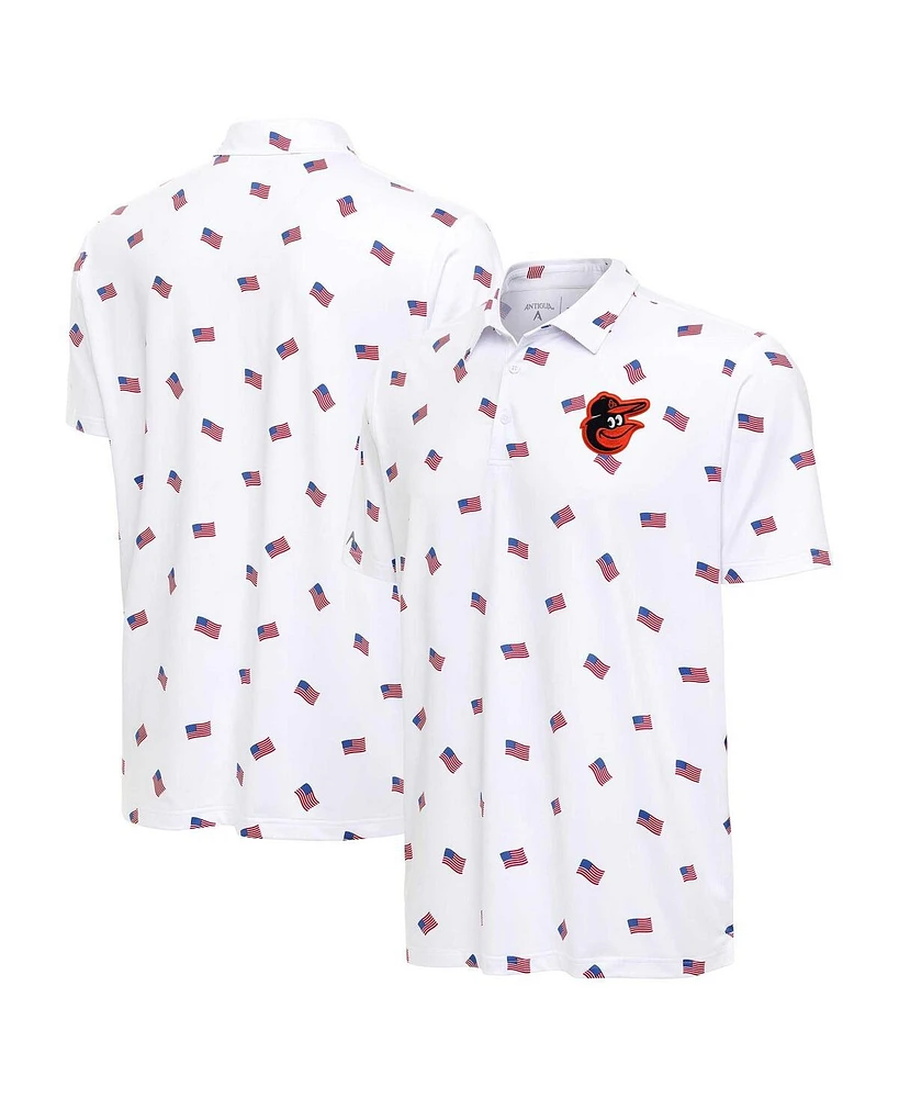 Antigua Men's White Baltimore Orioles Americana Polo Shirt