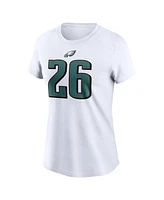 Nike Women's Saquon Barkley White Philadelphia Eagles Player Name Number T-Shirt