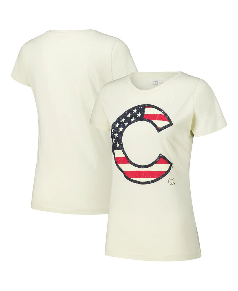 New Era Women's Cream Chicago Cubs Vintage-like T-Shirt