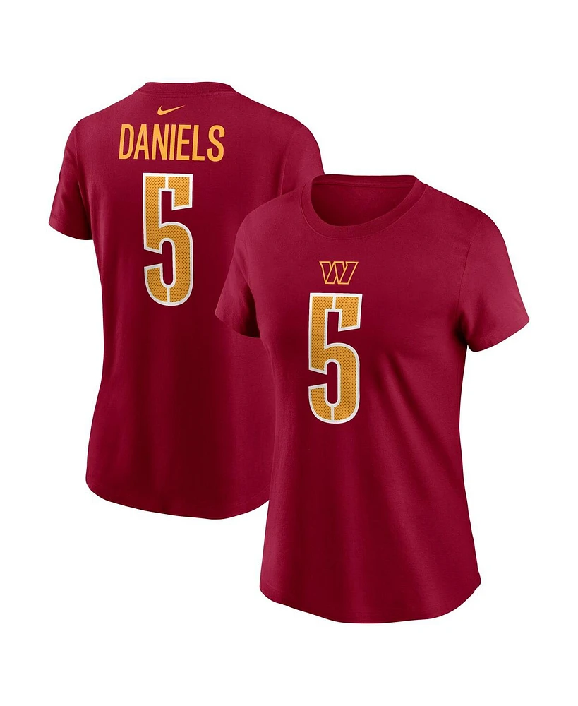 Nike Women's Jayden Daniels Burgundy Washington Commanders 2024 Nfl Draft First Round Pick Name Number T-Shirt