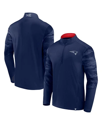 Fanatics Men's Navy New England Patriots Ringer Quarter-Zip Jacket