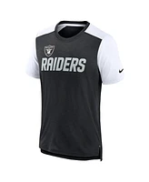 Nike Men's Heathered Black/White Las Vegas Raiders Colorblock Team Name T-Shirt