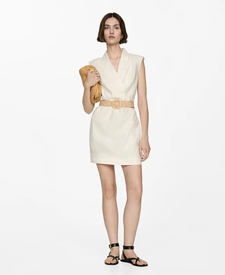 Mango Women's Belt Linen Dress