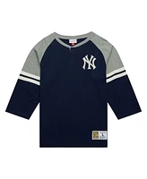 Mitchell & Ness Men's Navy New York Yankees Cooperstown Collection Legendary Raglan Slub Henley 3/4-Sleeve T-Shirt