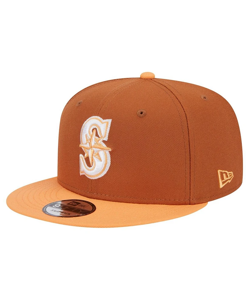 New Era Men's Brown Seattle Mariners Spring Color Two-Tone 9FIFTY Snapback Hat