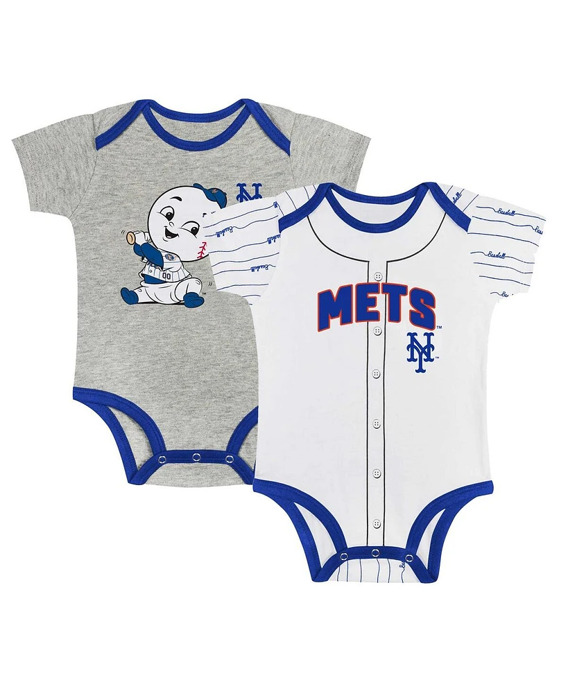 Outerstuff Newborn Baby Boys and Girls Gray/White New York Mets Two-Pack Play Ball Bodysuit Set