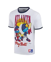 Ripple Junction Men's White the Smurfs Atlanta Baseball Ringer T-Shirt