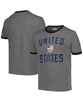 Outerstuff Big Boys and Girls Gray Team Usa Single Arc Ringer T-Shirt