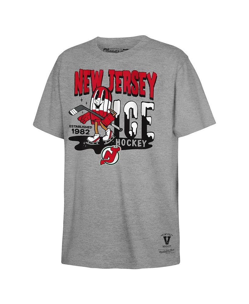 Mitchell & Ness Big Boys and Girls Gray New Jersey Devils Popsicle T-Shirt