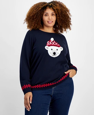 Tommy Hilfiger Plus Cotton Beanie Bear Sweater