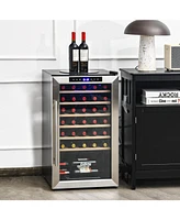 Slickblue 20 Inch Wine Refrigerator for 33 Bottles and Tempered Glass Door-Silver