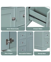 Streamdale Furniture 36" Green Bathroom Vanity with Sink, Cabinet, and Six Drawers