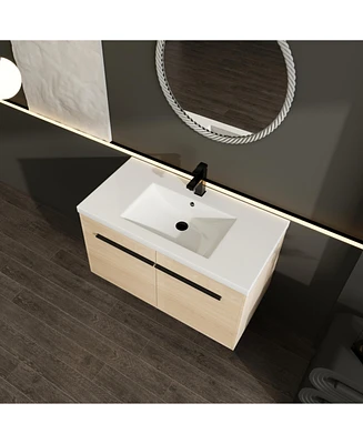 Simplie Fun 36" Oak Bathroom Vanity with Resin Countertop