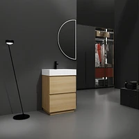 24" Modern Bathroom Vanity with Sink, Double Drawer Cabinet