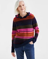 Style & Co Women's Luxe Soft Striped Hooded Sweater, Created for Macy's