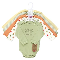 Touched by Nature Baby Boys Cotton Long-Sleeve Bodysuits, Peas And Thank You, Preemie