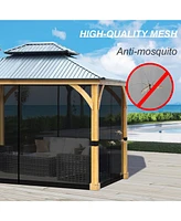 Aoodor Universal 10 x 13 ft. Gazebo Replacement Mosquito Netting Screen 4-Panel Sidewalls with Double Zipper for Patio Backyard Deck and Lawns (Only N