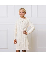 Hope & Henry Toddler Girls Split Neck Turtleneck Cable Sweater Dress