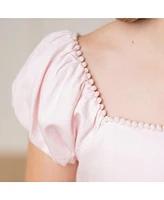 Hope & Henry Girls' Cap Sleeve Special Occasion Sateen Flower Girl Dress with Embroidered Hem