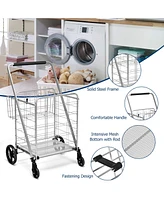 Sugift Heavy Duty Folding Utility Shopping Double Cart