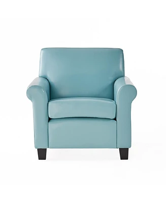 Simplie Fun Teal Blue Bonded Leather Club Chair