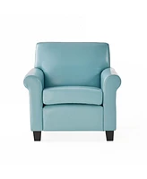 Simplie Fun Teal Blue Bonded Leather Club Chair