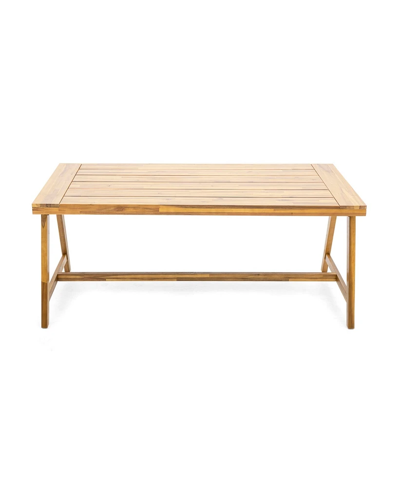 Simplie Fun Rustic Acacia Wood Outdoor Dining Table For Patio, Garden, Backyard