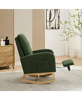 25.4" Rocking Chair with Retractable Footrest and Side Pocket