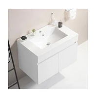 Simplie Fun Elegant 36" Wall-Mounted Vanity with Ceramic Sink and Soft-Close Doors