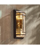 John Timberland Habitat Modern Industrial Outdoor Wall Light Fixture Bronze Warm Brass Steel 16" Clear Glass for Exterior House Porch Patio Outside De