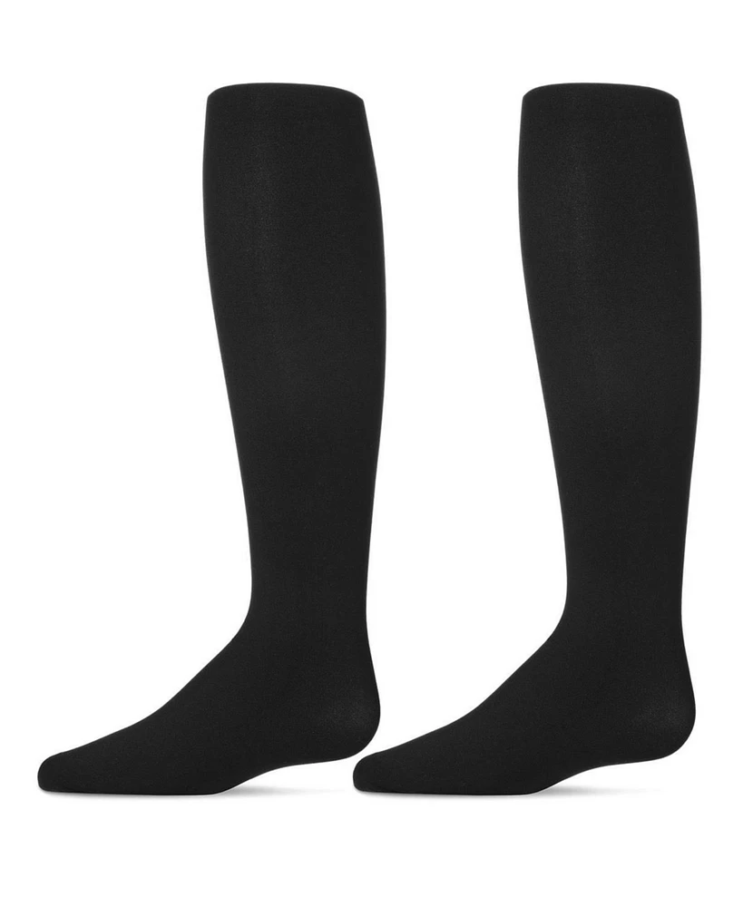 MeMoi Girls 2 Pair Pack Totally Opaque Microfiber Tights