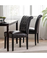 Streamdale Furniture Tufted Dining Chair With Espresso Legs