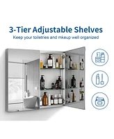 30x26" Double Door Mirror Medicine Cabinet, Recessed or Wall Mount