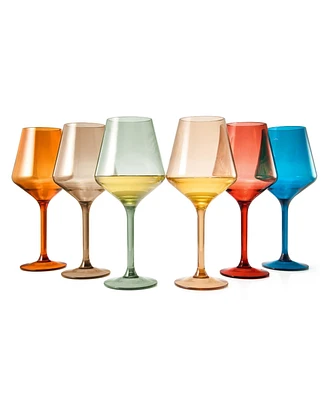 The Wine Savant European Style Plastic Crystal Stemmed Wine Glasses Set of 6