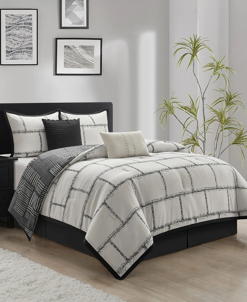 Closeout! Stratford Park Brickridge Reversible 6-Pc. Comforter Set