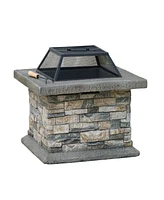 Streamdale Furniture 28" Square Fire Pit With Iron Shield