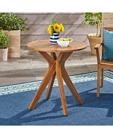 Acacia Wood Outdoor Bistro Table With X-Base