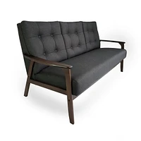 Athena Waffle Stitch Tufted Sofa With Rubberwood Legs