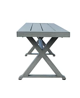 Modern Aluminum Outdoor Dining Bench, Dark Gray