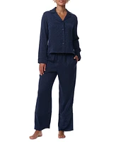 Tommy Hilfiger Women's 2-Pc. Satin Logo Notch Collar Pajamas Set