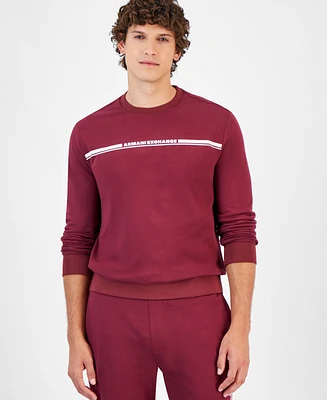 A|X Armani Exchange Men's Long Sleeve Crewneck Linear Logo Sweatshirt, Created for Macy's