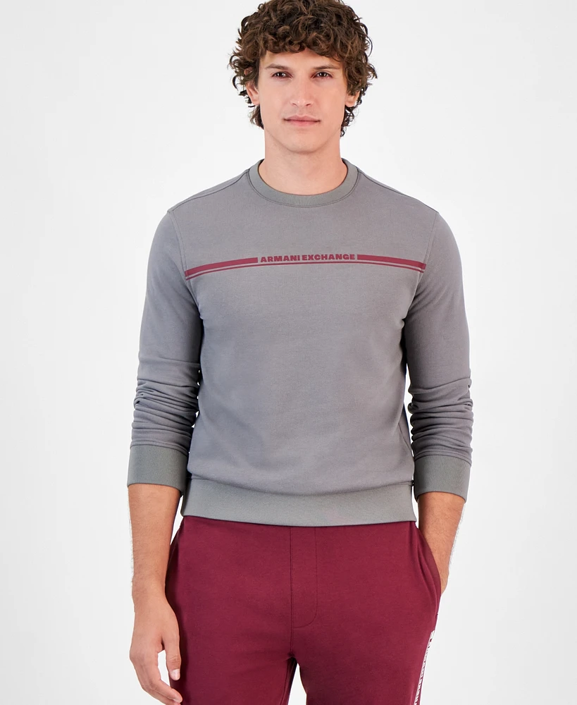 A|X Armani Exchange Men's Long Sleeve Crewneck Linear Logo Sweatshirt, Created for Macy's