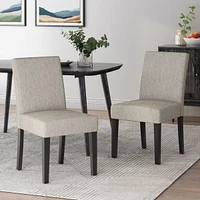 Contemporary Upholstered Dining Chair With Tapered Rubberwood Legs
