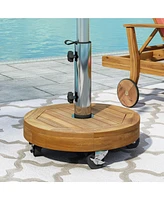 Acacia Wood Umbrella Base With Concrete Core