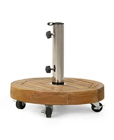 Acacia Wood Umbrella Base With Concrete Core