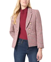 Jones New York Petite Houndstooth-Pattern Tweed Blazer