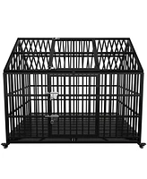 Streamdale Furniture 54" Indestructible Dog Crate with Top Door and Wheels