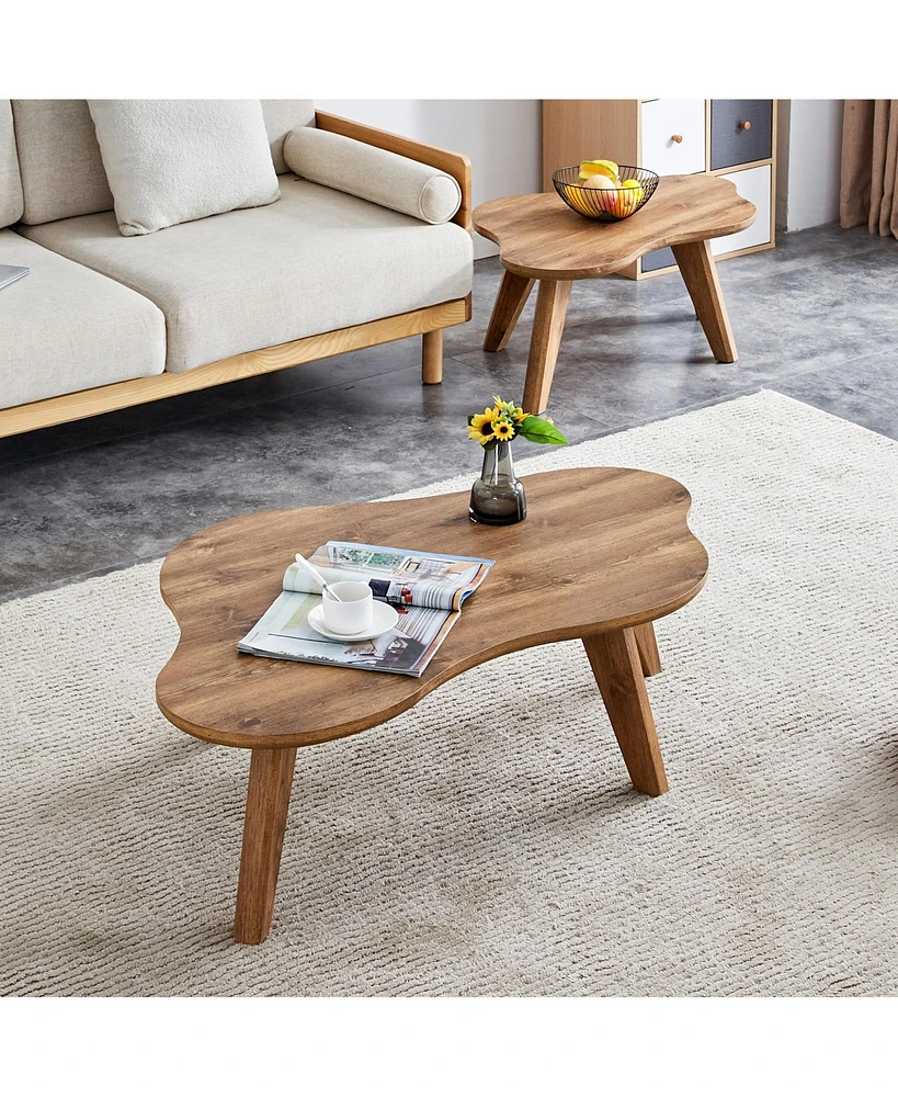 Simplie Fun Modern Wood Coffee Table, Cloud Shape, Multipurpose