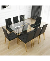 Simplie Fun Elegant Glass Dining Set (9-Piece)